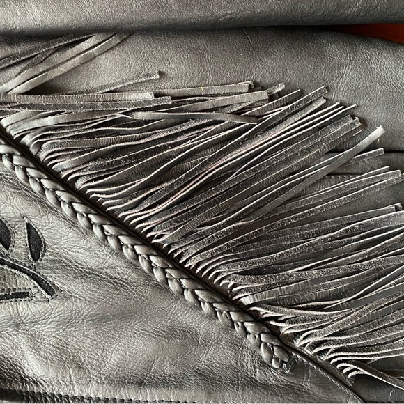 Unik Black Leather Jacket with Fringe and rose Design women’s size XXL - Picture 16 of 16